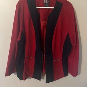 Chic Red and Black Women's Blazer